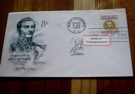 Argentina Hero Gen Jose De San Martin Fdc 1959 Champion Of Liberty