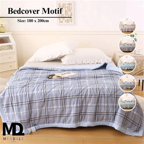 Jual Selimut Bedcover Dewasa Motif Kotak Bahan Polyester Nyaman Halus