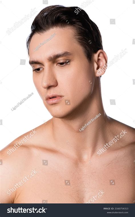Portrait Shirtless Brunette Man Perfect Skin Stock Photo Shutterstock