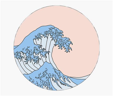 great wave art illustration minimalist circular design