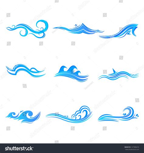 Illustration Set Wave Symbol On Isolated Stock Vector (Royalty Free) 127380410 | Shutterstock