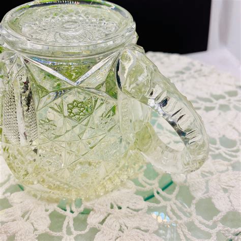 Antique Mckee Glass Co Eapg 1907 Fentec Sawtooth Cut Glass Creamer Etsy