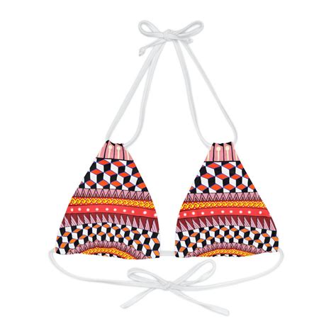 Strappy Triangle Bikini Top AOP Bikini Top Bikini Strappy Bikini