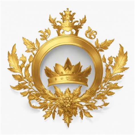 Premium AI Image | vector golden crown emblem with wreath frame
