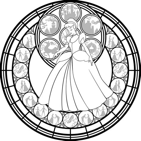 Cinderella Stained Glass Vector Line Art By Akili Amethyst On Deviantart