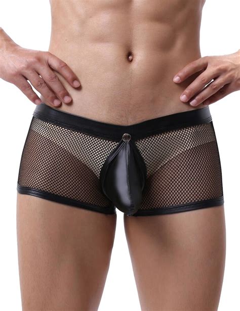 Comeondear Mens Sexy Underwear Fishnet Sissy Lingerie Briefs Pouch Bulge Enhancing Underwear Gay