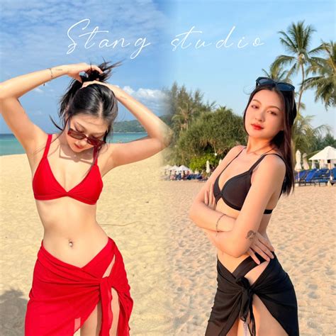 Swimsuit BIKINI High Cut Olive Green Black Red Triangle Bra Panties Shopee Malaysia