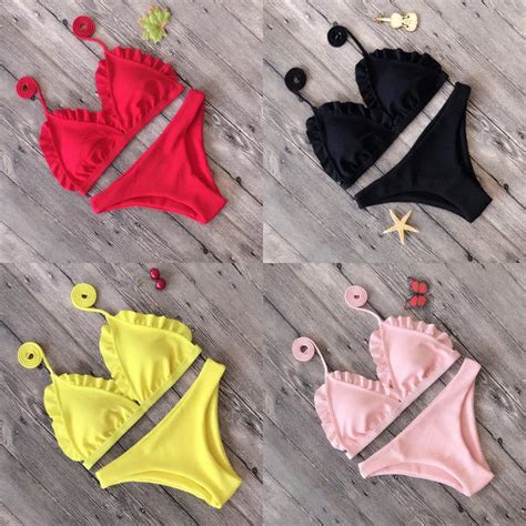 Women Bikini Set Sexy Brazilian Bikini Solid Swimwear Micro Bikini Low Waist Thong Bikini