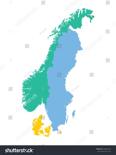 Map Scandinavian Countries Norway Sweden Denmark: เวกเตอร์สต็อก (ปลอด