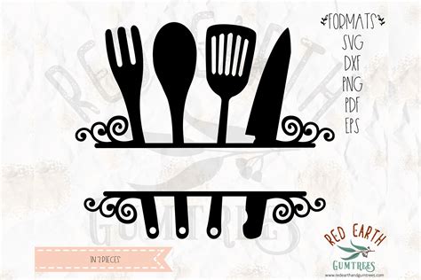 Kitchen split frame, cutlery,spoon in SVG, DXF, PNG, EPS,PDF