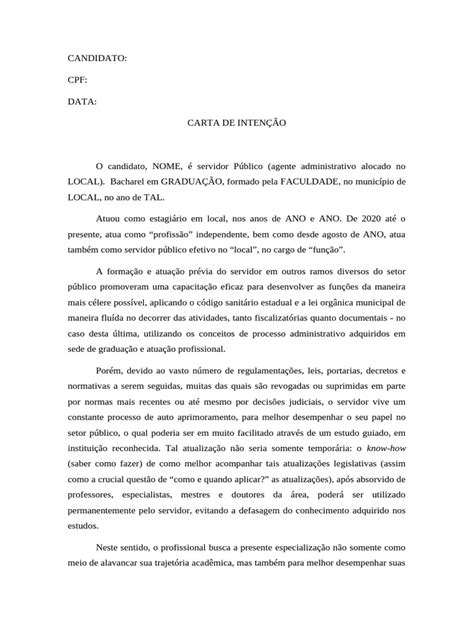 Modelo De Carta De Intenção Mestrado - Carta de Intenção para Mestrado em EAD | PDF | Gestão de recursos humanos