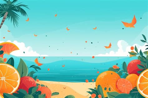 Premium AI Image Summer Background Illustration A Beautiful Beach