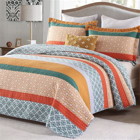 Pangushan 100 Cotton Quilt Set Queen Size 3pcs Boho Elegant Bedspread