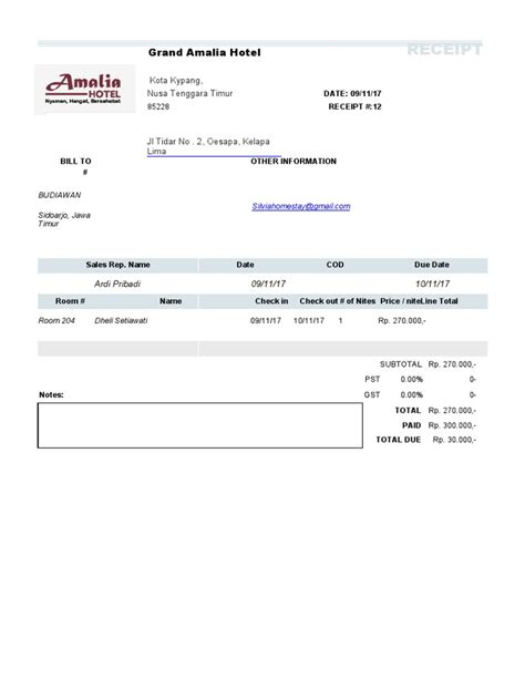 Contoh Bill Hotel Secara Umum Pdf