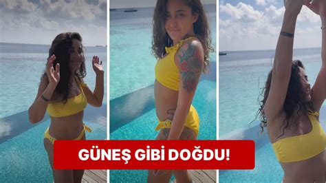 Maldivler de Tatil Yapan Melek Mosso Bikinili Dansıyla Kışımızı Yaza