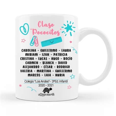 Taza Personalizada con Nombres de Alumnos Rosa Mint La Vida Es Algo Más