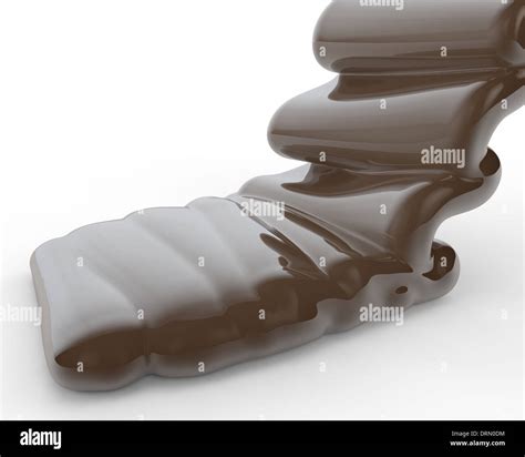 Dark chocolate is poured on the floor on an isolated background Stock ...