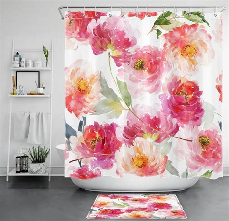 Botanical Bliss Watercolor Floral Shower Curtain For Bathroom Decor