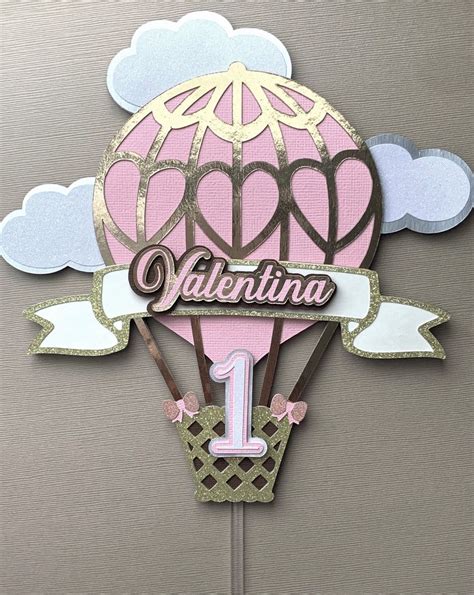 Hot Air Balloon Cake Topper Pink Hot Air Balloon Theme Etsy