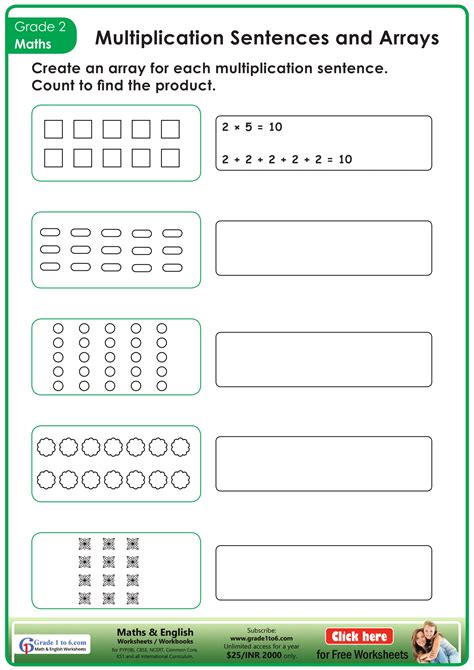 Multiplication Sentences And Arrays Worksheet Worksheets Library