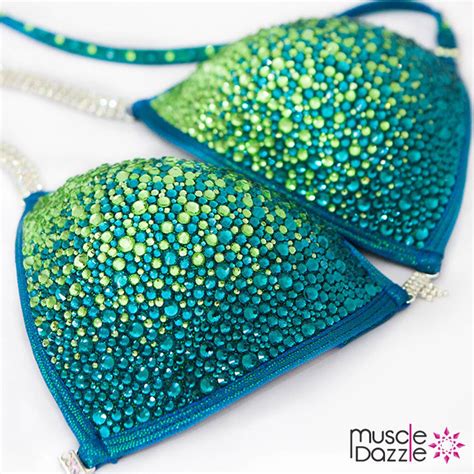 Blue Green Crystal Competition Bikini Suit CB215 Etsy Australia