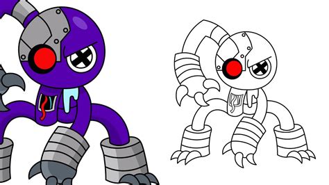 How To Draw Cyborg Purple Rainbow Friends Easy Drawing Step By Step