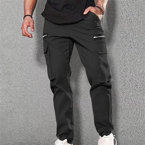 Qiggri Men Casual Multiple Pockets Outdoor Straight Type Fitness Pants Cargo Pants Trousers Men