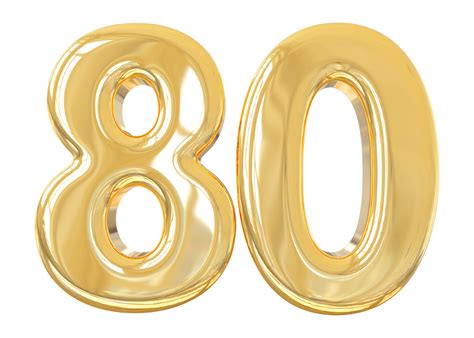 Number 80 gold 3d 9313582 PNG