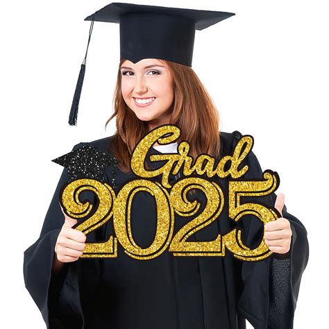 Graduation Party Decorations for Class of 2025 - Gold Grad 2025 Wood
