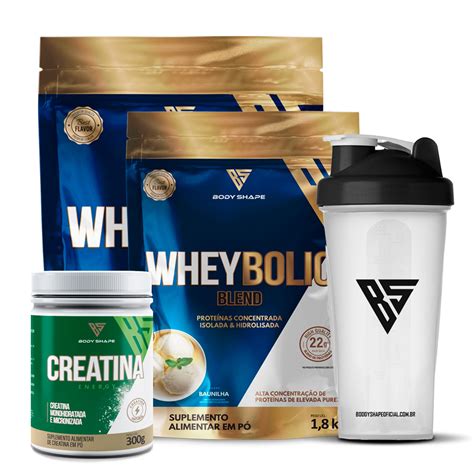 Whey Concentrado X Isolado - Kit 2x Whey Protein Isolado e Concentrado (WPC) 1,8kg + Creatina ...