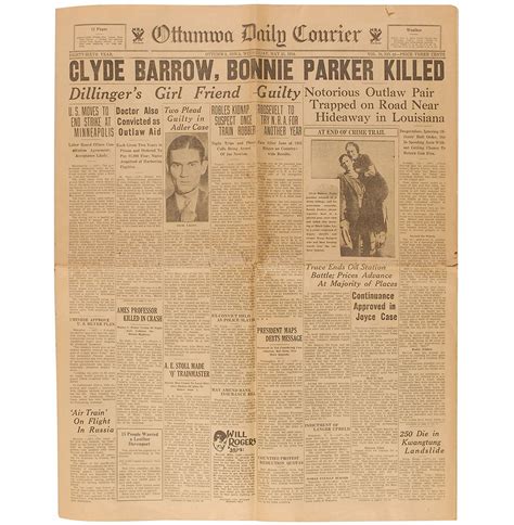 Bonnie and Clyde Newspaper