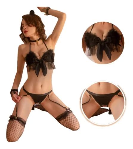 Conjunto Estilo Gata Lingerie Sensual Fantasia Erotica Sexy Mercadolivre