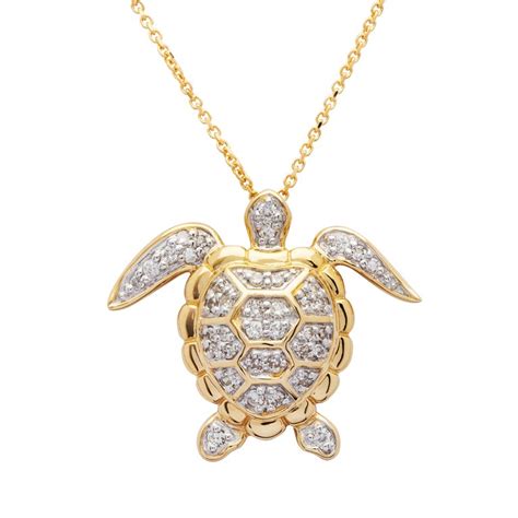 Radiant Turtle Pendant In 14k Gold And Diamond — Ocean Jewelry