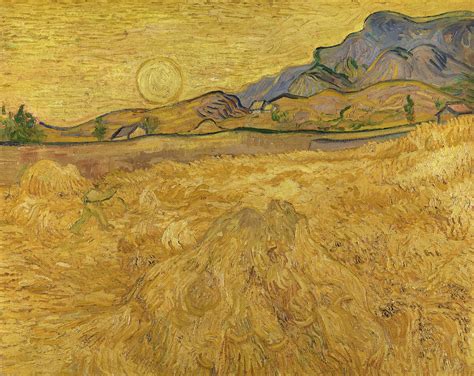 Wheat Field with Reaper and Sun, 1889 Painting by Vincent Willem van Gogh | Fine Art America