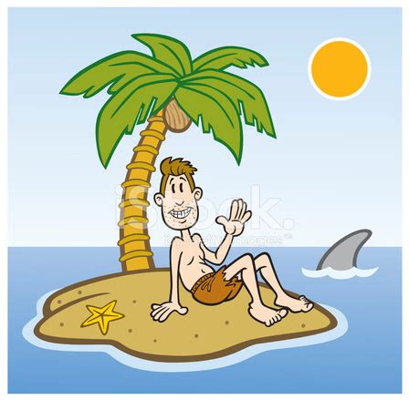 Cartoon Man On Deserted Island Stock Photo Royalty Free Freeimages