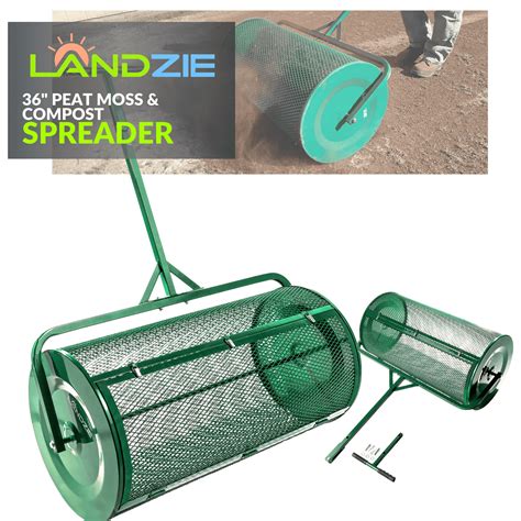 Landzie 36 Inch Heavy Duty Lawn Garden Spreader Push Tow Compost