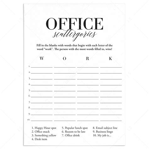 Printable Scattergories Questions Scattergories Categories Board Game