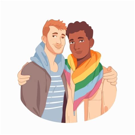 Un retrato de una pareja gay con una bandera del arco iris el concepto de lgbtq ilustración de