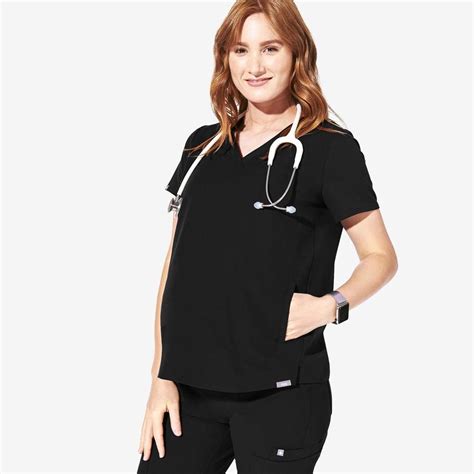 Womens Black Basa Maternity Scrub Top Xxs Black Maternity