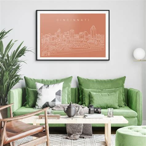 Cincinnati Skyline Art Print - Aesthetic Line Drawing Wall Art