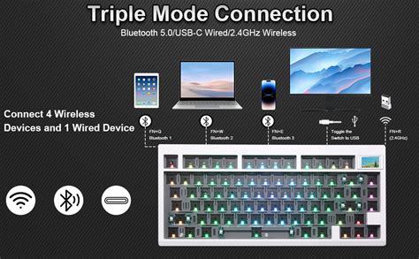 Amazon Zmx Gmk Keyboard Kit Hot Swap Bluetooth G Wireless Type C Tri Mode Rgb