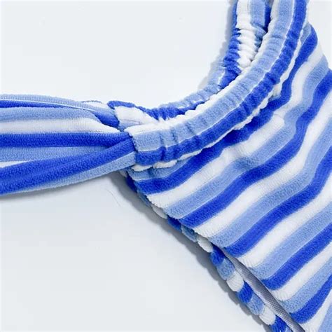 2025 New Terry Striped Underwire Cup Thong Bottom Bikini Women S Two Pieces Sexy Swimsuits Lead