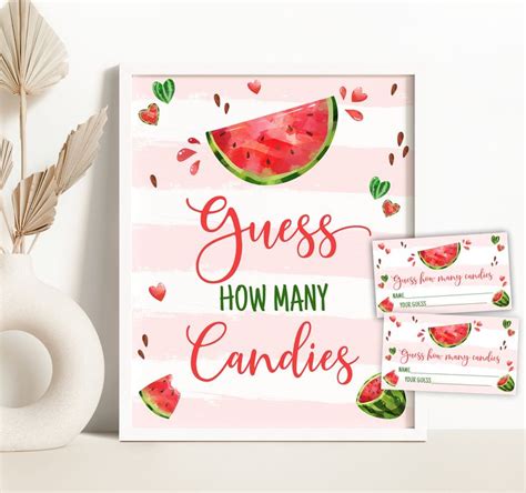 Watermelon Guess How Many Candies Game Sign Watermelon Candies Baby