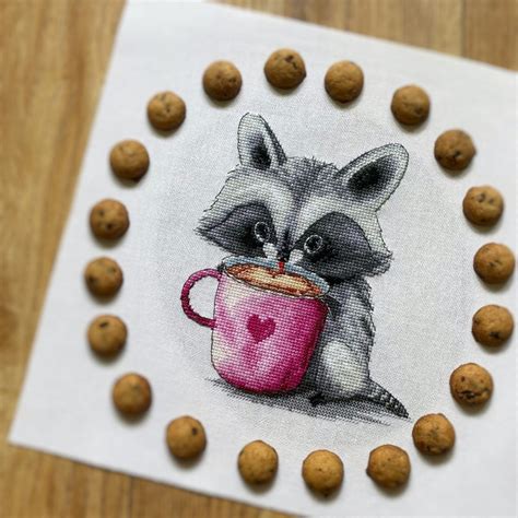 Coffee Lovers Raccoon Cross Stitch Pattern Code Fs Fun Sheep