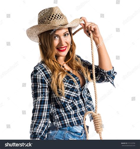 Sexy Blonde Woman Cowgirl Stock Photo Shutterstock