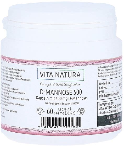 Vita Natura D Mannose 500mg Kapseln 60 Stk Ab 13 95