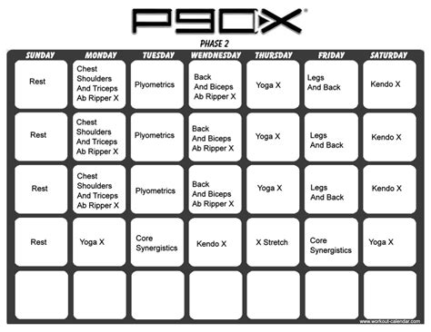 P90X Workout Schedule - Housewife2Hostess