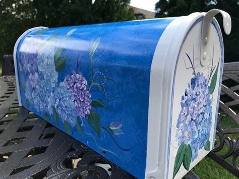 Painted Mailboxes Pink And Blue Hydrangeas Flowers On Mailbox Unique