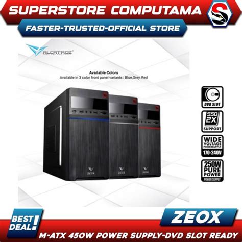 Casing Pc Alcatroz Azzura Zeox Mini Atx With Watts Power Supply