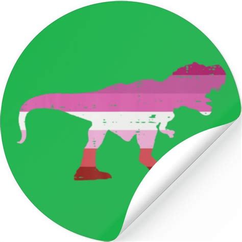 Trex Silhouette Lesbian Lgbt Pride Flag Dinosaur B Stickers